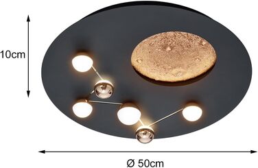 Стельовий LED-світильник Trio Leuchten Zodiac 644810132, матовий чорний метал, 42 Вт, з перемикачем диммера (Чорний матовий/Кава)