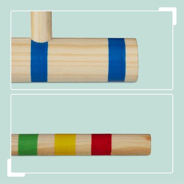 Набір для крокету Relaxdays, 4 гравці (діти та дорослі), повний комплект із сумкою, дерево, натуральний колір, одинарний, ЄС