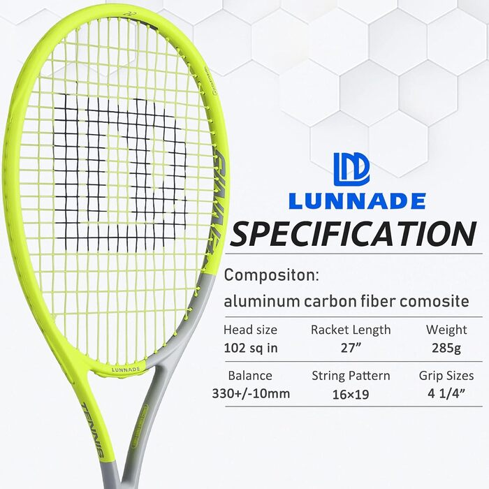 Тенісна ракетка Pro Elite 27" Head-Yellow 280 г алюміній+карбон готова до гри 658 см² XL sweet spot для жінок чоловіків початківців та середнього рівня чорно-жовта матова + фірмовий чохол найпопулярніший колір 2025