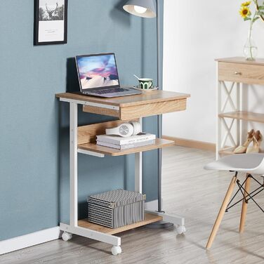 Комп&39ютерний стіл Yaheetech, офісні меблі, ПК-стіл, офісний стіл, робочий стіл з дерева та сталі з полицею та шухлядою, 79 x 56 x 51 см, дуб