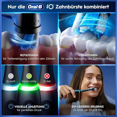 Зубна щітка Oral-B iO Series 5 подвійний набір. Електрична зубна щітка з 2 насадками та дорожнім футляром. 5 режимів чищення для догляду за зубами. Розроблено Braun, колір чорний матовий/білий спокійний. Новий комплект 2 щітки 2 головки.