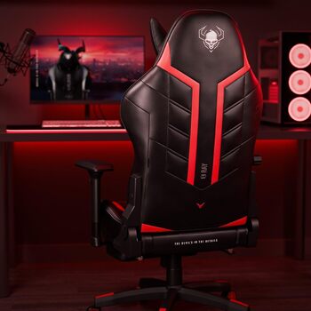 Геймерське крісло Diablo X-Ray, офісне крісло, геймерське крісло, письмове крісло, 4D підлокітники, ергономічний дизайн, штучна шкіра, перфороване, функція гойдання, чорно-червоне, розмір King (XL)