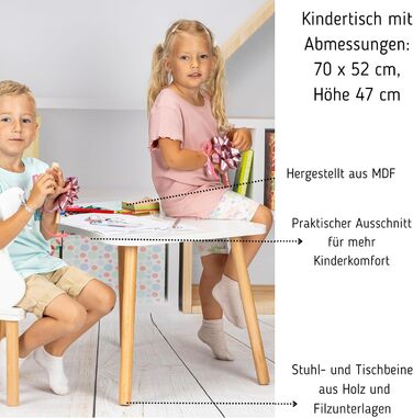 Дерев&39яний дитячий стіл, стіл для дитячої кімнати, білий, 52 x 70 см, самостійне складання, висока якість, натуральні дитячі сидіння, стіл для малюків - маленький столик 52 x 70 см з вирізом