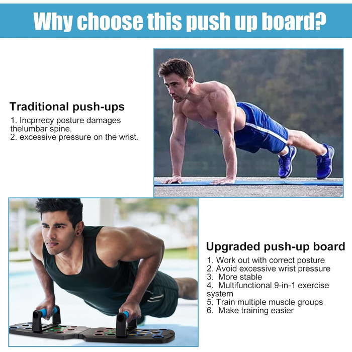 Набір преміум-дощок для віджимань, дошка для віджимань WIYETY з ручками для віджимань, дошка для віджимань для тренування всього тіла та ефективних віджимань