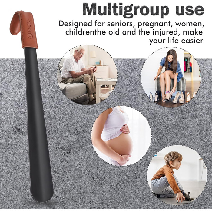 Ріжок для взуття металевий довгий 42 см - довгий ріжок для взуття з нержавіючої сталі, чорний ріжок для взуття довгий міцний зі шк