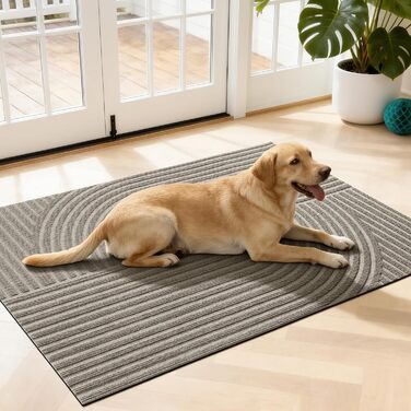 Килимок для вловлювання бруду FEOMOS для приміщень/зовнішнього використання 60x90 см, нековзний абсорбуючий килимок для дверей, який можна прати та міцний, для вхідних дверей, коридору, балкону, кухні - бежевий 60x90 см