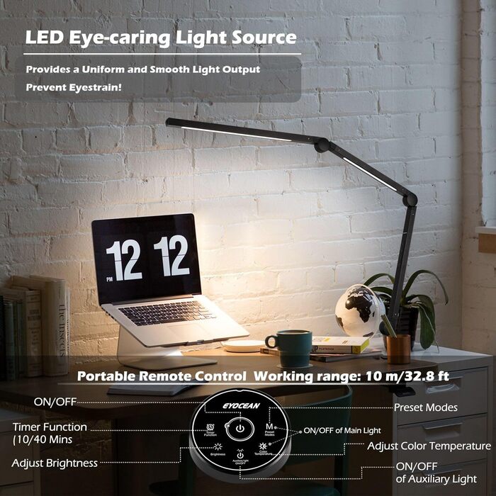 Світлодіодна настільна лампа EYOCEAN, робоче світло з поворотним кронштейном Architect Lamp, офісна настільна лампа з подвійним дж
