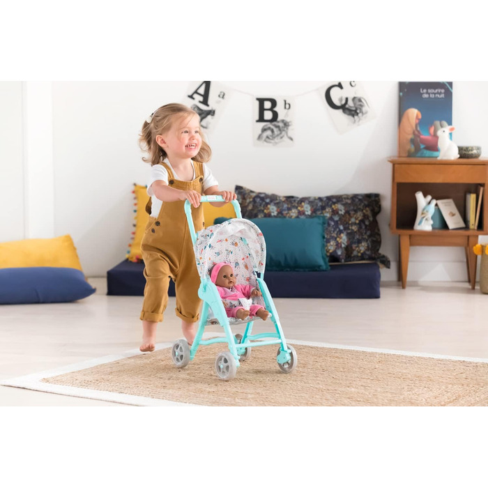 Коляска для ляльок Mon Premier Poupon 30 см, синя, коляска для всіх ляльок 30 см, лялькова мама, аксесуари для ляльок, коляска, пі