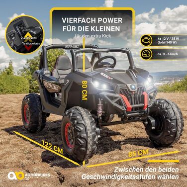 Дитячий електромобіль UTV Buggy MX 2.4 Ghz Пульт дистанційного керування - 2 шт. 12 Вольт 7 AH Акумулятор - 4 двигуни 12 Вольт 35