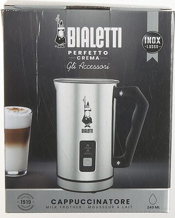 Ємність 240 мл, 500 Вт, 1 чашка Нержавіюча сталь, сріблясто-чорний один розмір срібло, 0004430 Montalatte Elettrico