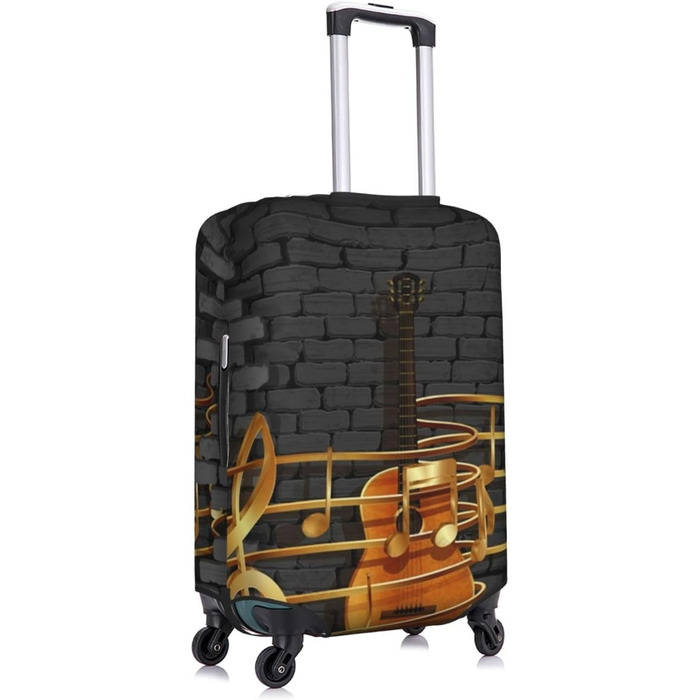 Чохол для валізи з принтом гітари TOMPPY, еластичний, що миється, захисний, антиподряпний, підходить для валіз розміром 18-32 дюйми, чорний, розмір L