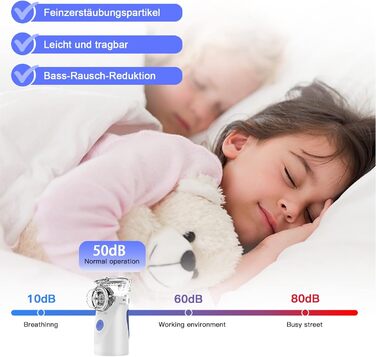 Інгалятор BIAOQINBO, інгалятор для дорослих та дітей, інгалятор-небулайзер з маскою для обличчя та мундштуком, надлегкий, маленький, зручний для перенесення (синій)