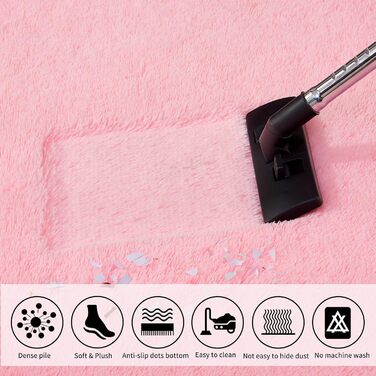 Пухнастий килим,Рожевий килим для дитячої кімнати,Килим з високим ворсом, що миється для спальні,вітальні (Рожевий,80120 см) 80120