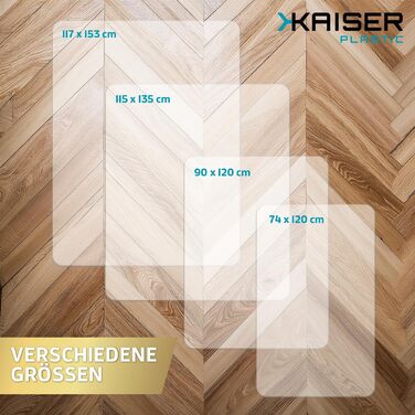Прозорий килимок для підлоги Kaiser 90x120 см - Прозорий килимок для столу - Килимок для стільця - Нековзний килимок для стільця - Захисний килимок для офісних стільців - Пластиковий килимок для стільця 90 x 120 см