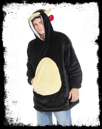 Костюм бика dressfan, худі, карнавальний костюм на Хелловін, тепла м&39яка портативна ковдра з мікрофібри та шерпи з рукавами та капюшоном для жінок та чоловіків, чорний, один розмір