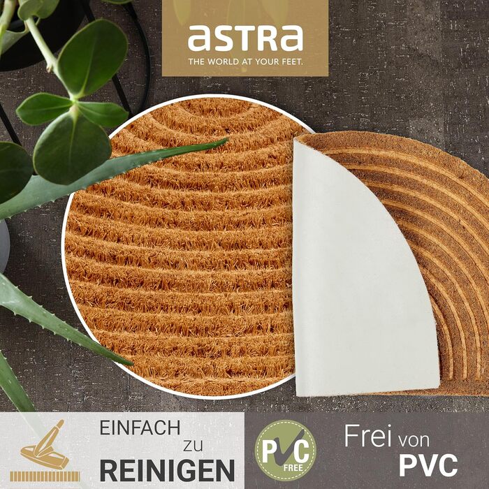 Килимок для дверей Astra Modern - Кокосовий килимок 45x75 см Напівкруглий Натуральний - Нековзний килимок для уловлювання бруду, міцний - Килимок для приміщень - Килимок для критих відкритих приміщень 45 x 75 см (півколо) Смуги Півколо