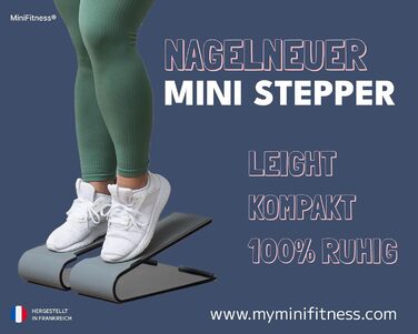 Міні-степер - Домашнє фітнес-обладнання - Легкий, тихий, без зношувальних деталей - Еластичні сходинки - Композитний матеріал (чорний)