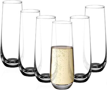 Набір келихів для шампанського Amisglass, 6 шт. , келихи для шампанського 300 мл, прозоре кришталеве скло, кришталево чиста чистот