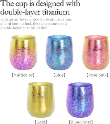 Безмежна подорож Титанова чашка Двошарова барвиста чашка Кемпінгова чашка для води Портативна дорожня кружка для чаю, вина, пива,