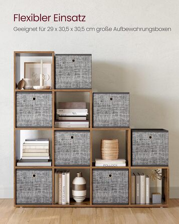 Відкрита книжкова полиця з 10 відділеннями, багаторівнева полиця, система зберігання для декору, фотографій, рослин, вітальня, спальня, кабінет, 29 x 129,5 x 129,5 см, вінтажний коричневий LBC10BX