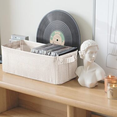 Вузький кошик для зберігання StorageWorks, тканинний кошик для організації, вузький та високий кошик з ручками, складні кошики для зберігання у шафі ванної кімнати, сіро-біла смужка, 2 шт., сіро-біла смужка