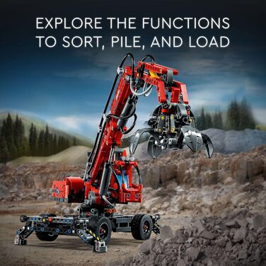 Конструктор LEGO Technic Material Handler Crane 42144 для дітей від 10 років, подарунок для тих, хто любить пневматичні моделі та
