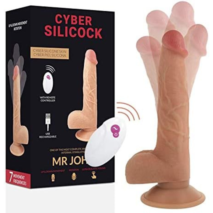 Фалоімітатор Cyber Silcock із функцією вібрації, дистанційне керування, довжина 23,88 см, діаметр 4,3 см