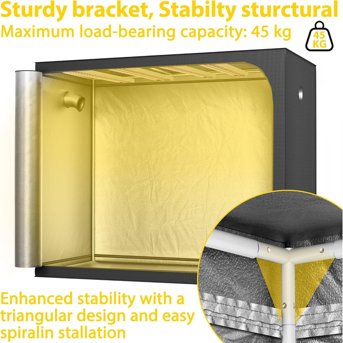 Тент для вирощування рослин Growzelt 40x40x120 см. Палатка для індору з відбиваючою плівкою, виготовлена з міцного оксфордського полотна 600D та сталевого каркасу. Ідеально підходить для вирощування овочів, квітів та трав у приміщенні.