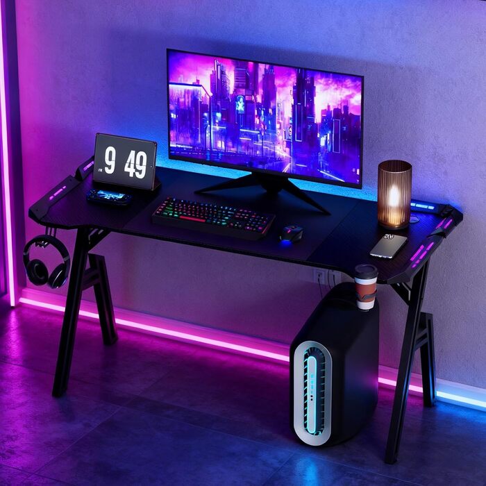 Ігровий стіл Storeo Imp, 140 x 60 см, МДФ / сталь / вуглецеве волокно, чорний