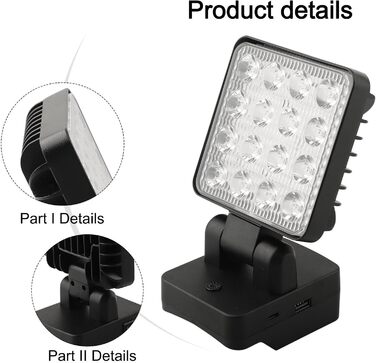 Багатофункціональний світлодіодний робочий ліхтар, підходить для всіх моделей акумуляторів Parkside X20V, включаючи аксесуари.