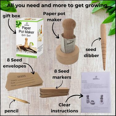 Набір для виготовлення паперових горщиків для садівництва - Все, що потрібно, щоб зробити власні біорозкладні горщики для рослин та розсади зі старих газет та посадити рослини