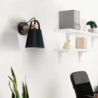 Торшер PANDORE - Торшер з 2 лампочками - 2xE27 40W - H.165 см x L.41 см - IP20 - Метал і дерево - Чорний (Настінний світильник Pandore - e27 40w - H.25 x L.25 см)