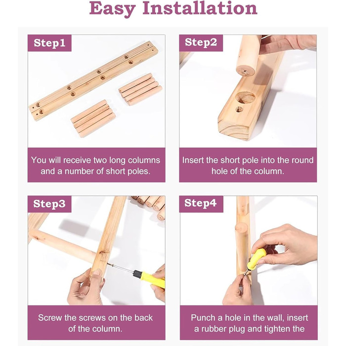 Настінний тримач для килимка для йоги, настінний тримач для 2-9 шарів дерев&39яного килимка для йоги, настінний, велика плаваюча полиця для пінопластового валика з дерева, 2