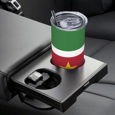 Кухоль з прямою трубочкою, дизайн Прапор Суринаму, друкований, дорожній кухоль, підходить для кемпінгу, офісу та дому, 590 мл