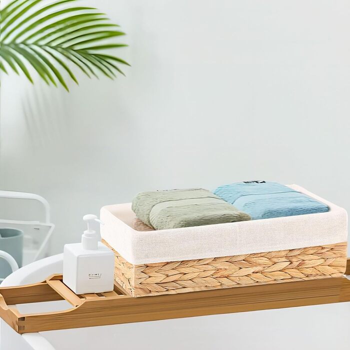 Плетений кошик для зберігання OUTBROS, кошик-органайзер для полиць, кошики для зберігання туалетного паперу, декоративна коробка з підкладкою, 2 шт., водяний гіацинт