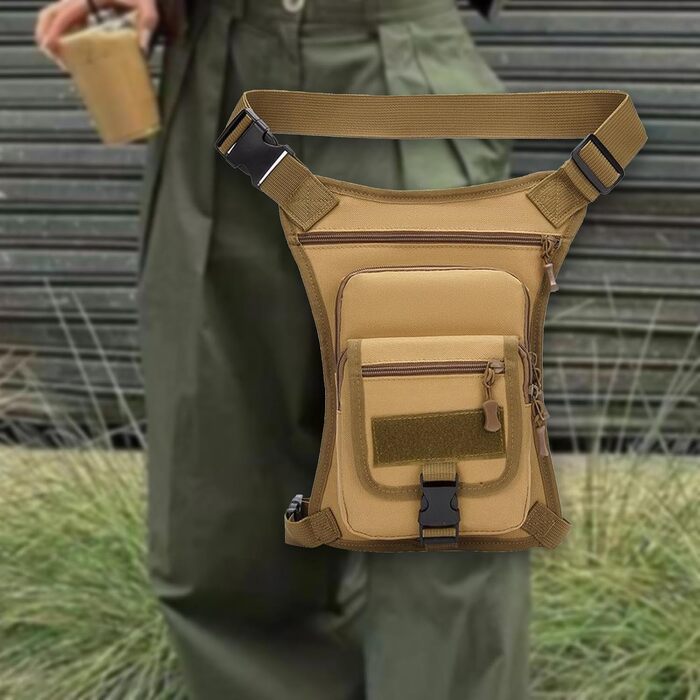Поясна сумка Fenteer, сумка для відпочинку, регульована сумка, водонепроникна сумка для ніг, сумка для риболовлі для подорожей на природі, для дорослих, хакі