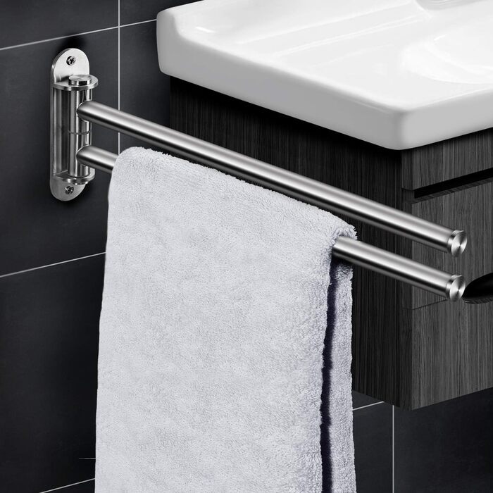 Поворот на 180 з нержавіючої сталі рушникосушка подвійні руки поворотний кронштейн 40 см для ванної кімнати V2A з нержавіючої стал