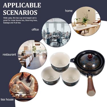 Набір для чаювання Ярдве з блакитної кераміки в традиційному стилі Кунг-Фу чайник та чашки зі зручною ручкою та ситечком