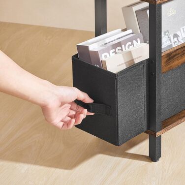 Журнальний столик із зарядною станцією, тумбочка біля ліжка зі знімною шухлядою, невеликий журнальний столик для обмеженого простору, спальня, вітальня, офіс, рустикальний коричневий та чорний AETHR125UE01