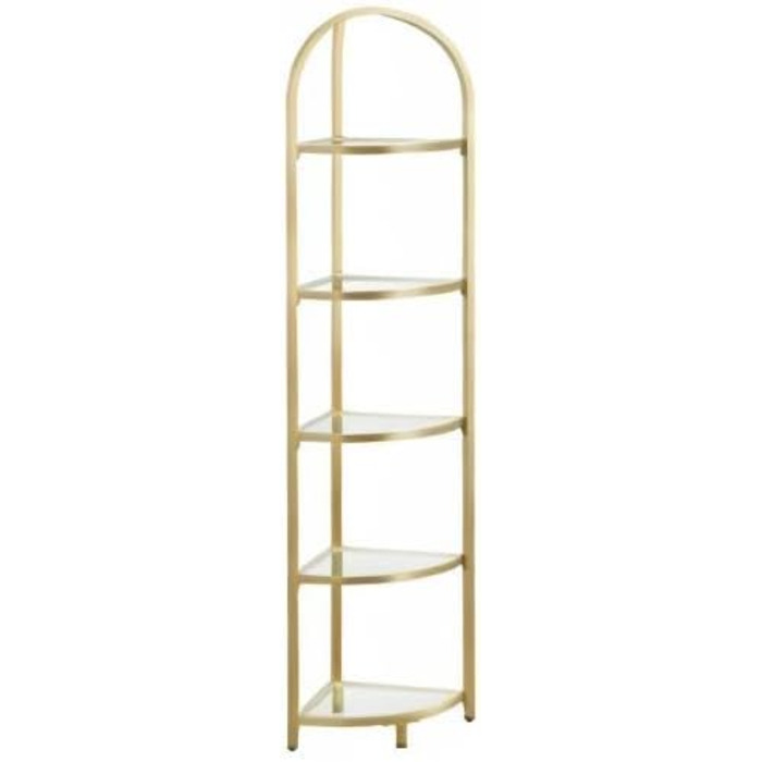 Кутова полиця VASAGLE, 5 полиць, книжкова полиця, полиця для рослин, окремостояча полиця, полиця для ванної кімнати, полиці із загартованого скла, сталева рама, сучасна, для вітальні, кухні, металеве золото LGT810A01 5 полиць (28 x 28 x 158 см) металеве з