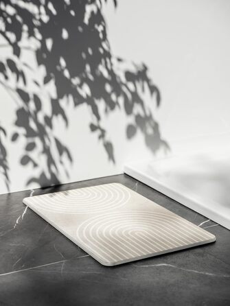 Килимок для ванної WENKO Модель Наска, виготовлений з натурального діатоміту, нековзний, водопоглинаючий та швидковисихаючий, 60 x 1 x 39 см, сіро-бежевий Наска