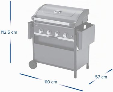 Газовий гриль Campingaz 4 Series Select L Grillset з додатковою решіткою, чохлом та набором аксесуарів, 4 сталеві пальники, термометр на кришці, система InstaClean, потужність 12 кВт