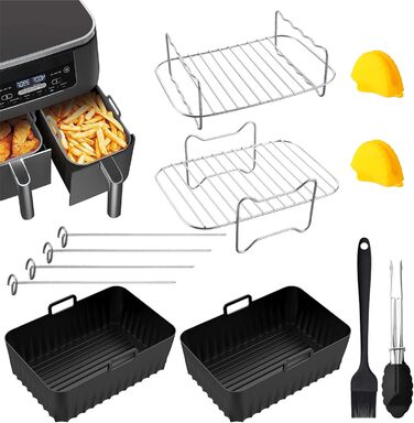 Аксесуари для фритюрниці Ketilrub - Аксесуари для фритюрниці Ninja AF300EU AF400EU 9.5 л, для Ninja Foodi Max Dual Zone, аксесуари для фритюрниці Ninja, Innsky, Princess Air Fryer (12 шт. )