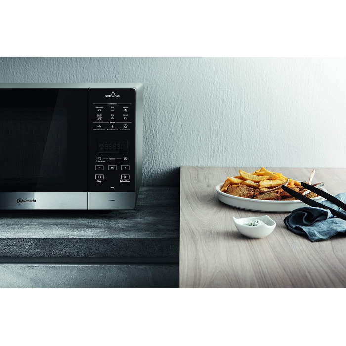 Окремо стояча мікрохвильова піч/ Мікрохвильова піч 800 Вт/ Кварцовий гриль 900 Вт/ Гаряче повітря 1700 Вт/ Функція приготування на парі з Бак пароварки Алюмінієво-сріблястий, 49 SL