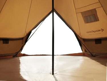 Намет для глемпінгу KingCamp, намет-дзвін для 6-12 осіб, 4-6,7 м, чиста бавовна/TC бавовна, водонепроникний, сімейний намет для відпочинку на природі з ПВХ-підкладкою, фестивальний намет для сімей та кемпінгових груп KHAN 4M T/C 210g Base Camp