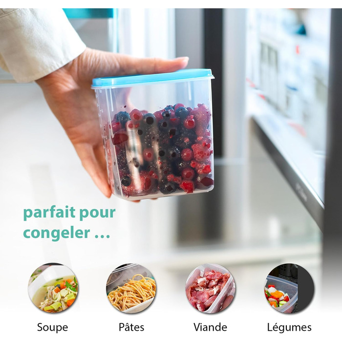 Набір контейнерів для морозильної камери MiraHome 15x0,125 л прямокутний прозорий синій ідеально підходить для зберігання та організації продуктів на кухні герметичні контейнери для зберігання з кришками австрійська якість 0,125 л (15 шт.)