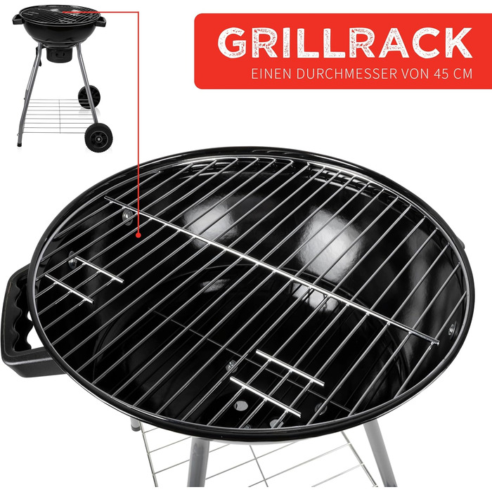 Набір для барбекю з кришкою - Вугільний гриль з попільником - Кулястий гриль діаметром 45 см