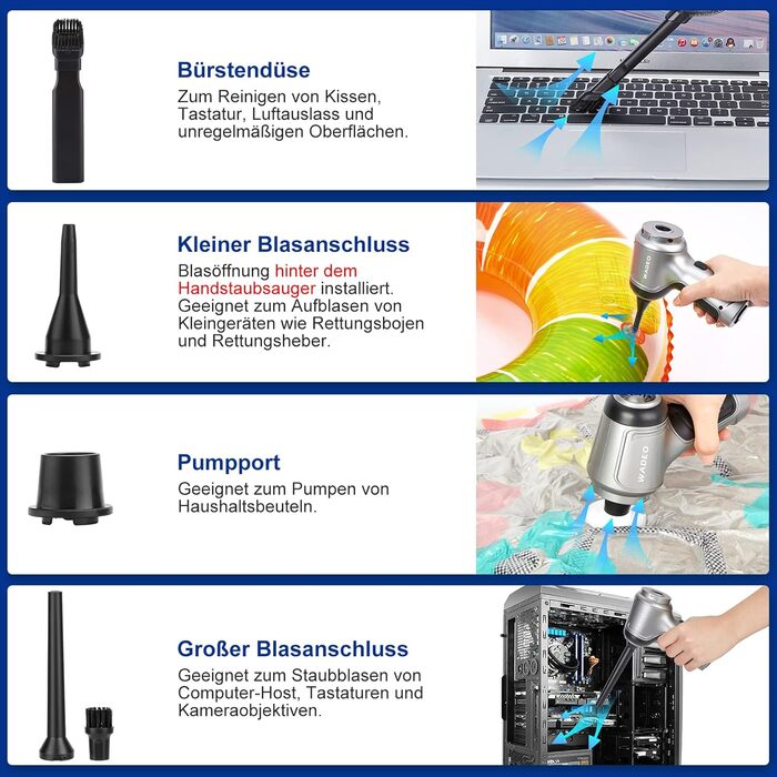 В-1 ручний пилосос акумулятор 9000Pa, бездротовий автомобільний пилосос потужний USB перезаряджається, міні ручний пилосос 40 хвил