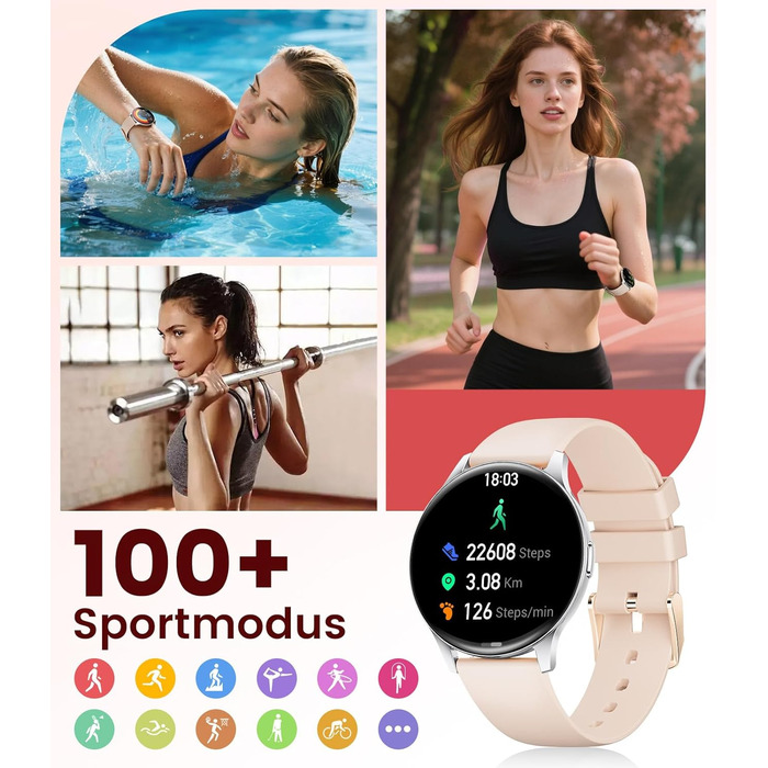 Жіночий смарт-годинник 2026 року з дзвінками - 7,99 мм ультратонкий елегантний фітнес-годинник з 1,43-дюймовим HD-дисплеєм, що постійно ввімкнений, водонепроникний IP68, понад 100 спортивних режимів, жіноче здоров&39я для iOS та Android, сріблястий FV21-G