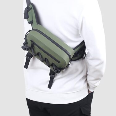 Рибальська сумка DONGKER, водонепроникна поясна сумка IPX7, рибальська сумка на задній частині з герметичною застібкою-блискавкою та регульованим плечовим ременем для зовнішньої риболовлі нахлистом, біг, спортивний зелений